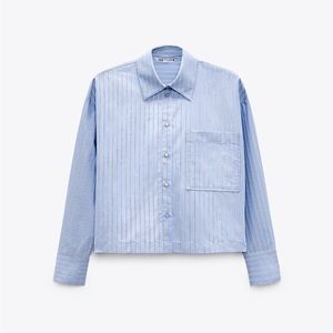 Zara cropped boxy button up shirt size L